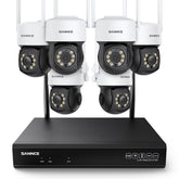 8MP 10-Channel 6 PCS Wireless PT Security Camera System, Pan & Tilt, Two-Way Audio, IP66 Waterproof, Smart AI Human Detection, Work With Alexa
